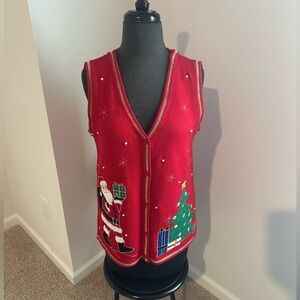Festive Red Christmas Sweater Vest